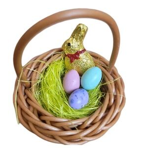 Miniature Chocolate Bunny Spring Easter Basket For 13"  Effner Darling Maru Doll